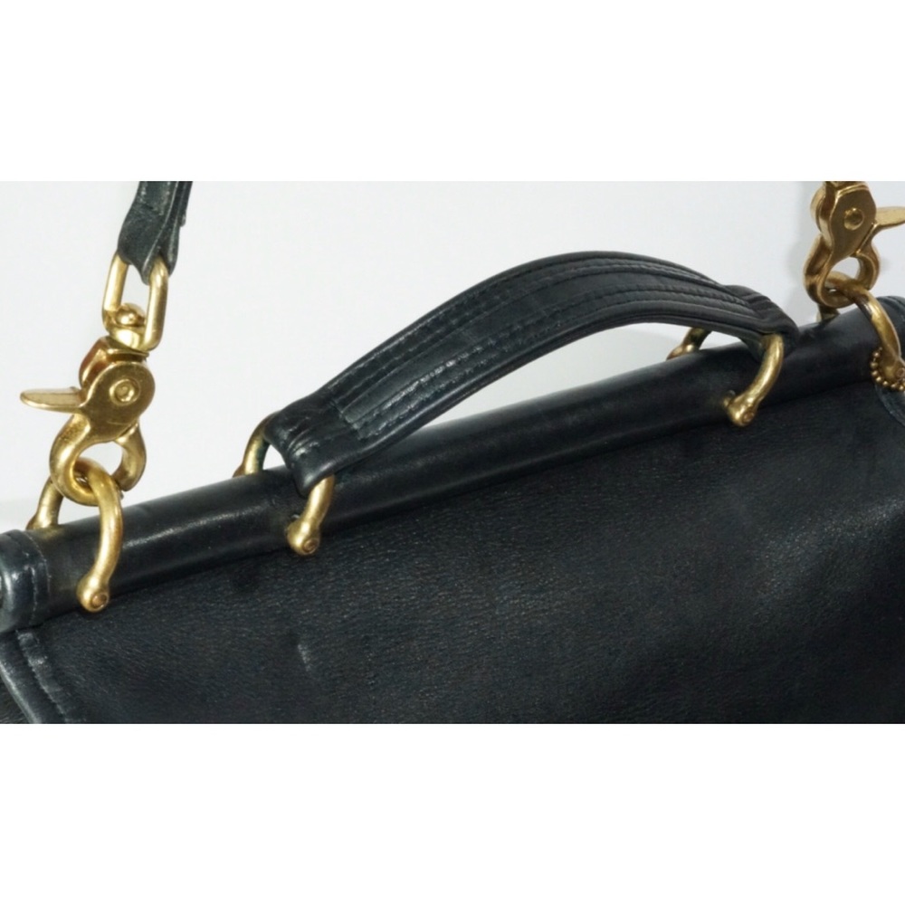 Coach Crossbody Handbag Vintage Black Leather - Picture 6 of 8